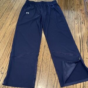 Under Armour Men's Navy Blue Athletic Pants XL Track Zip Ankles Elastic Loose